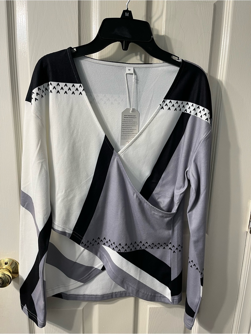 STYLEWE Black & White Abstract Asymmetric Tunic